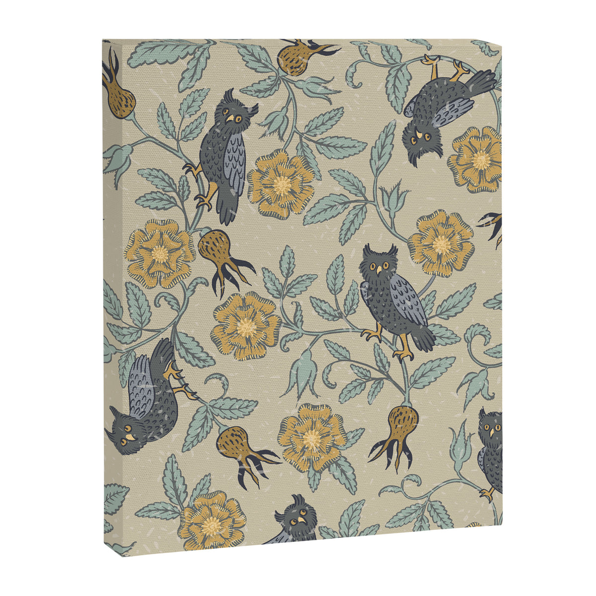 Tudor Owls in Grey Canvas Print Gallery Image 8