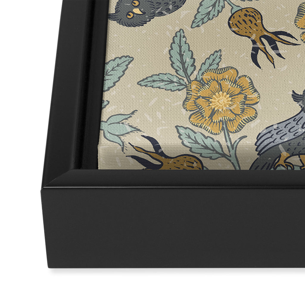 Tudor Owls in Grey Framed Canvas Print Gallery Image 3