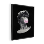 David blowing bubblegum bubble Framed Canvas Print Gallery Image 2