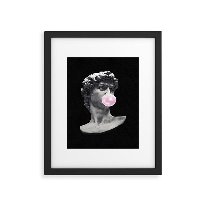 David blowing bubblegum bubble Framed Art Print Gallery Image 1