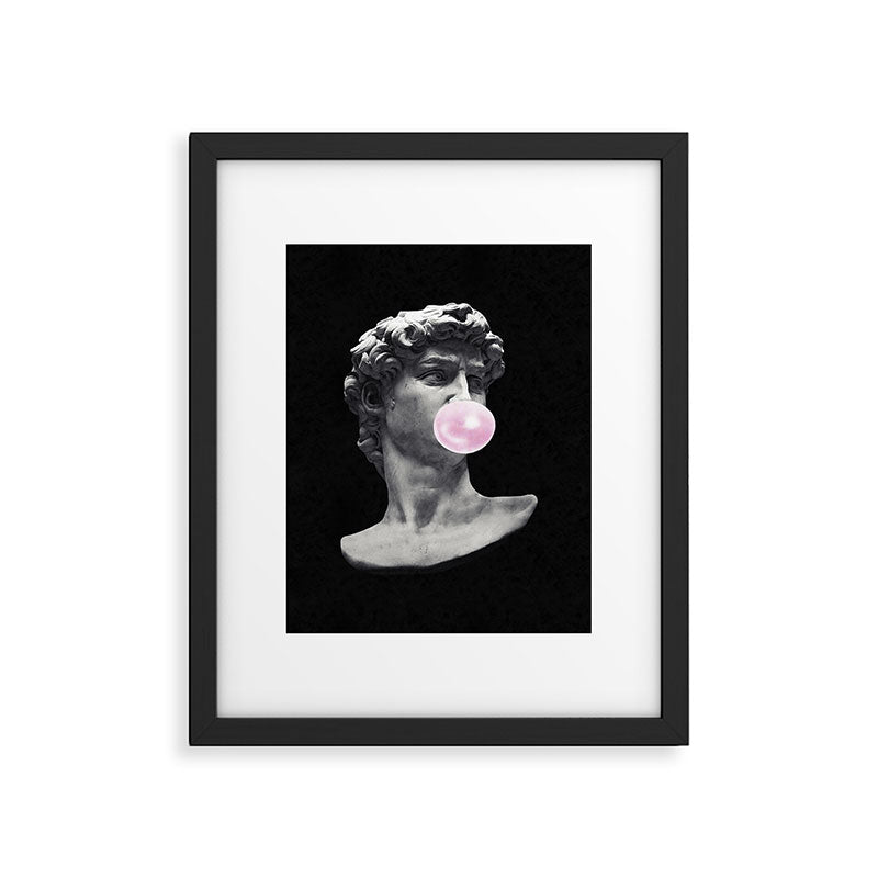 David blowing bubblegum bubble Framed Art Print Gallery Image 5