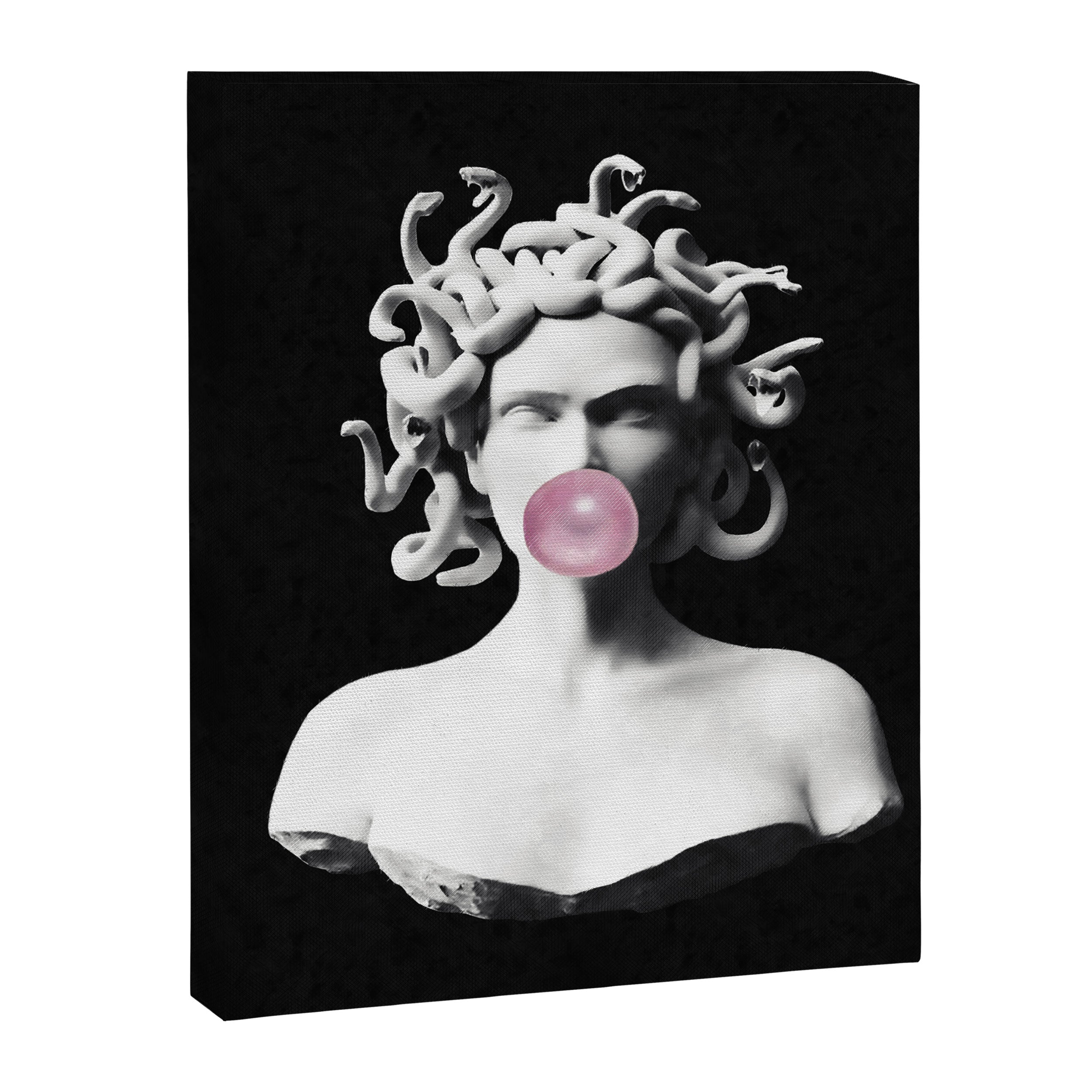 Medusa blowing pink bubblegum bubble Canvas Print Gallery Image 6