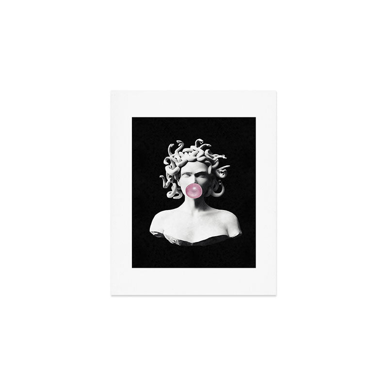 Medusa blowing pink bubblegum bubble Art Print Gallery Image 1