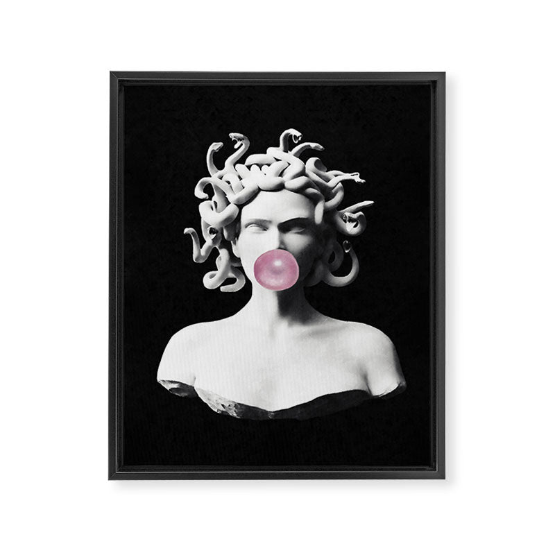 Medusa blowing pink bubblegum bubble Framed Canvas Print Gallery Image 6