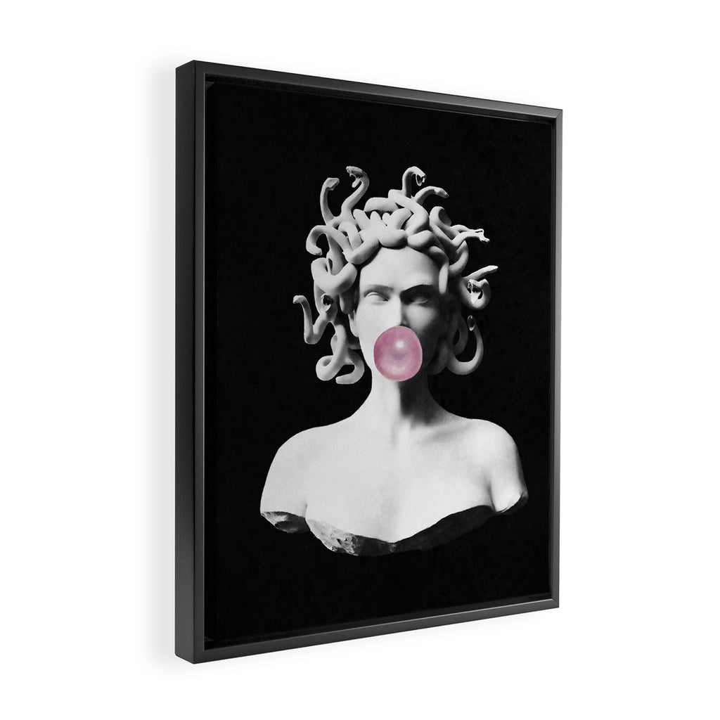 Medusa blowing pink bubblegum bubble Framed Canvas Print Gallery Image 2