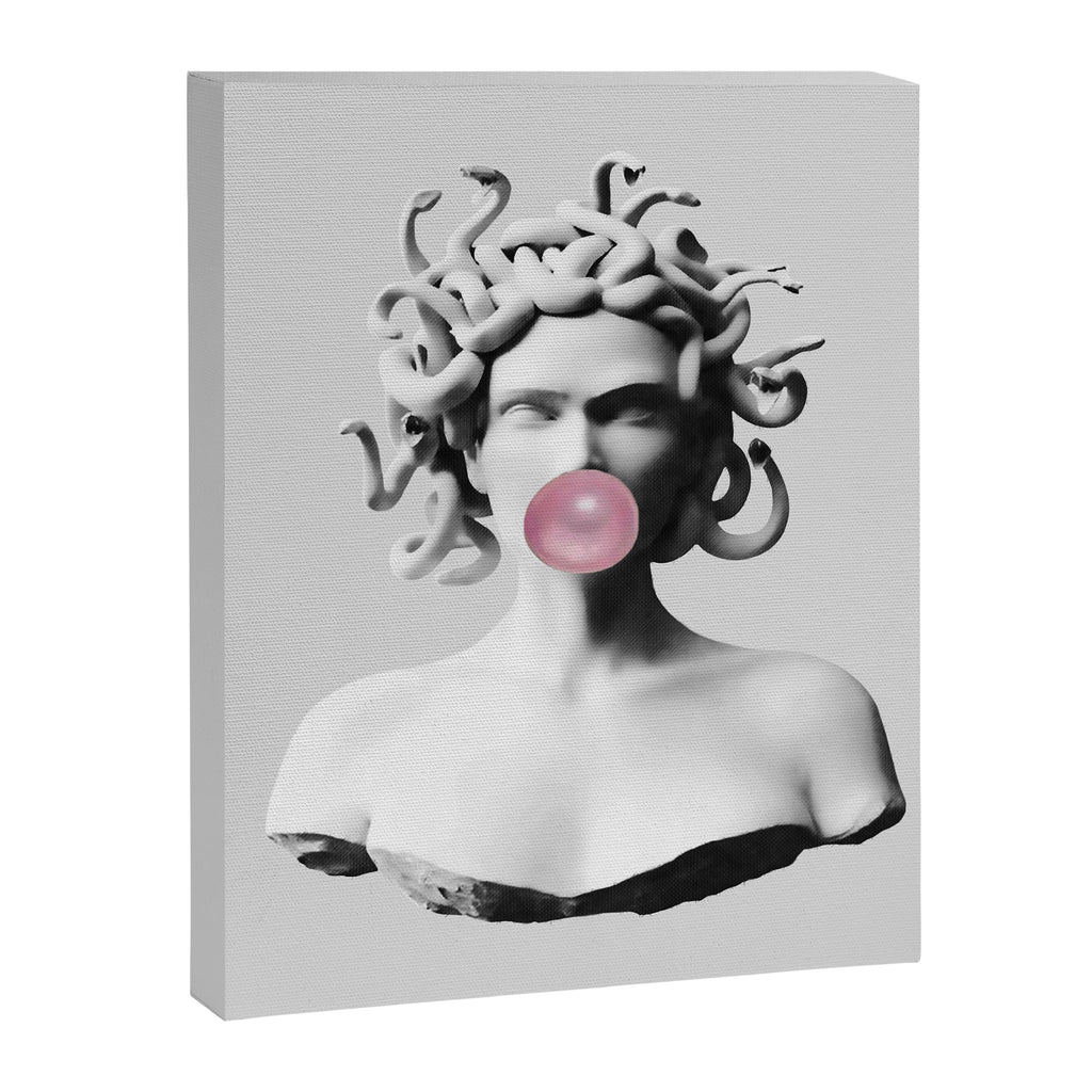 Medusa blowing pink bubblegum bubble II Canvas Print Gallery Image 6