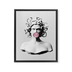 Medusa blowing pink bubblegum bubble II Framed Canvas Print Gallery Image 6