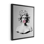 Medusa blowing pink bubblegum bubble II Framed Canvas Print Gallery Image 2