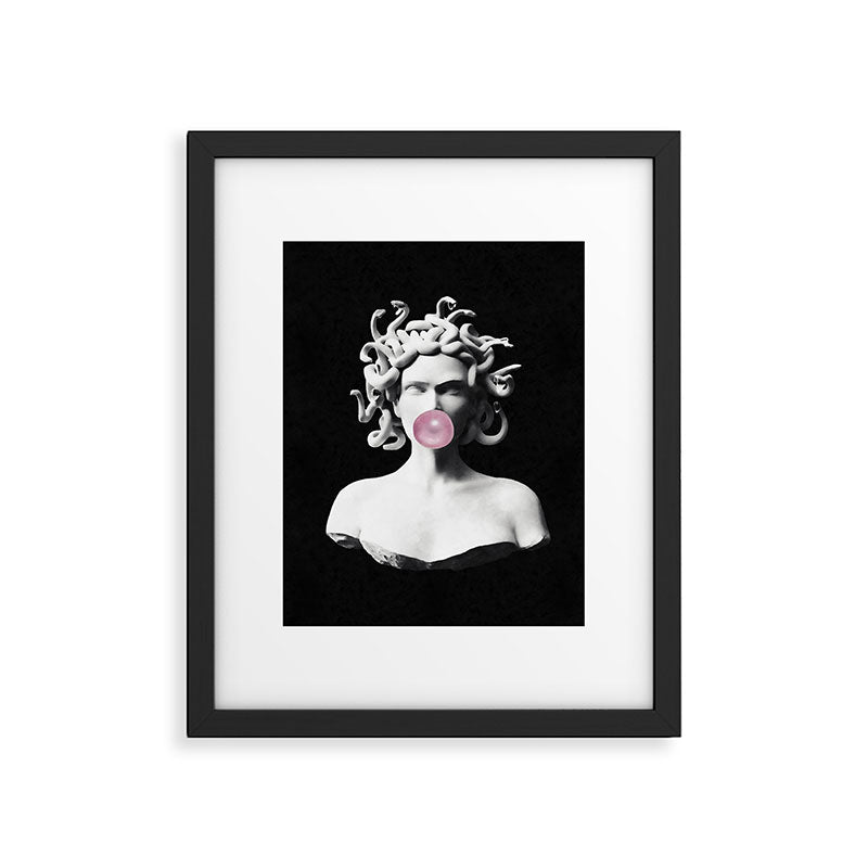 Medusa blowing pink bubblegum bubble Framed Art Print Gallery Image 5