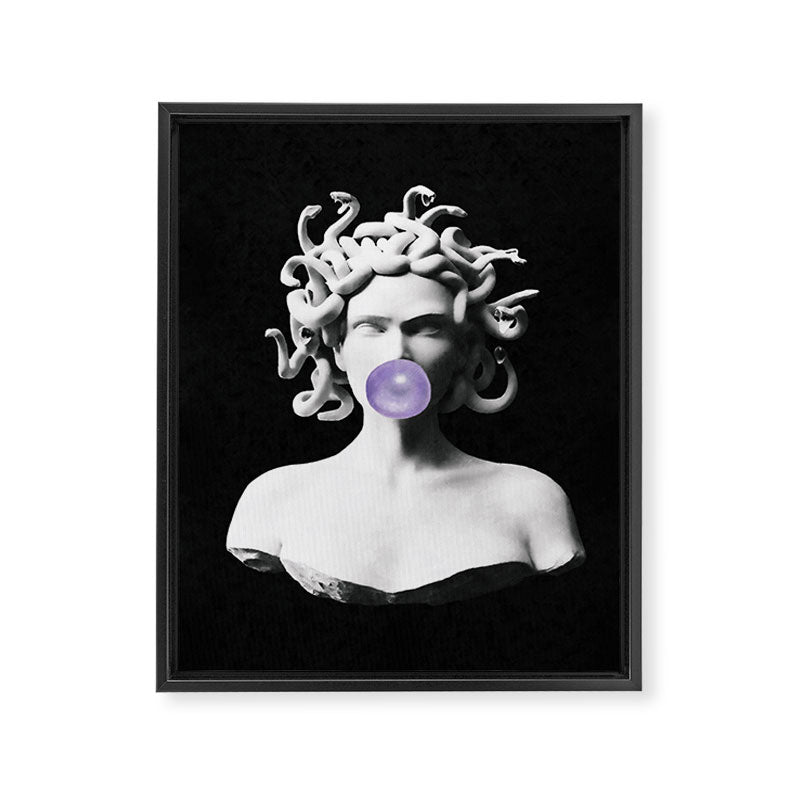 Medusa blowing purple bubblegum bubble Canvas Print Framed Canvas Print Gallery Image 6