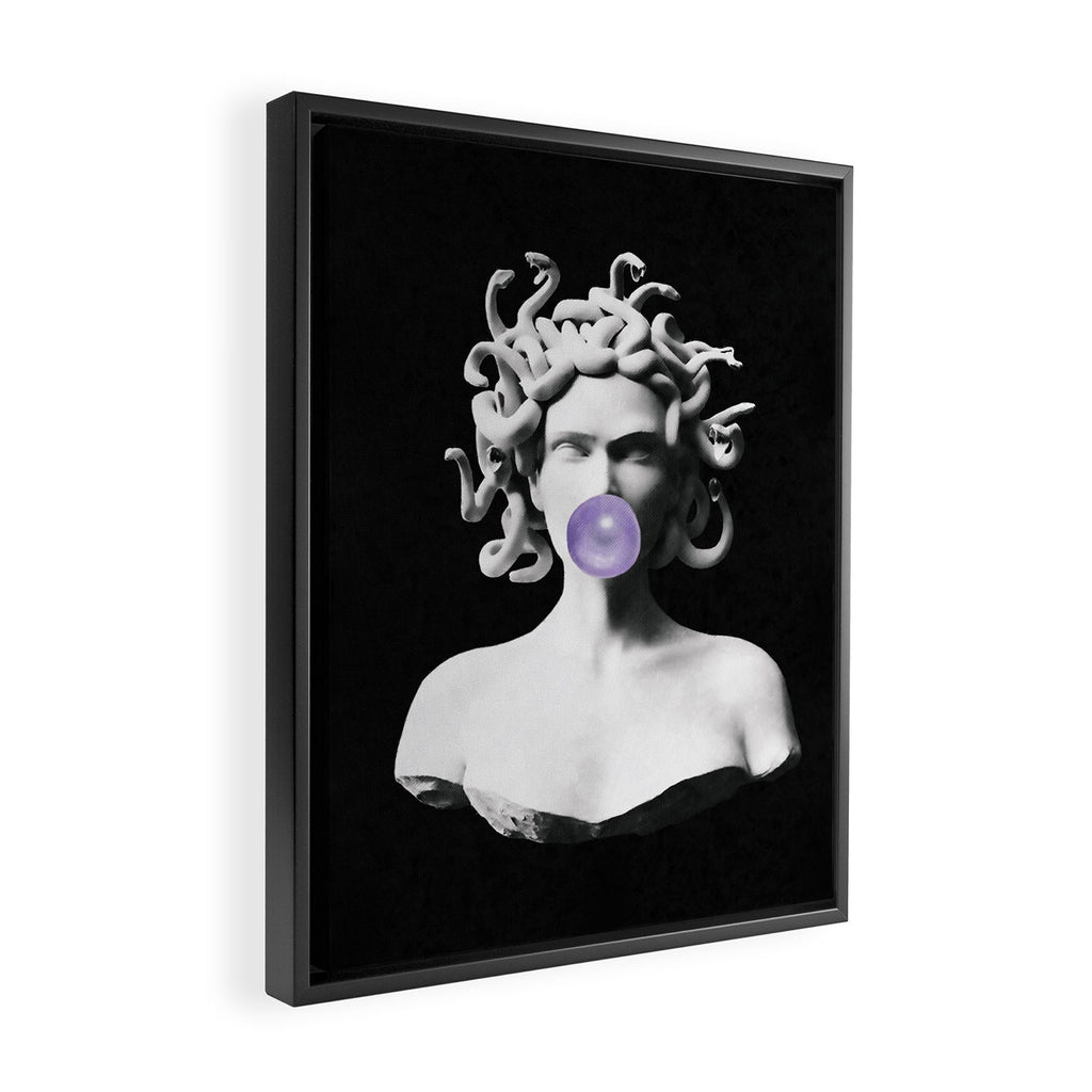 Medusa blowing purple bubblegum bubble Canvas Print Framed Canvas Print Gallery Image 2