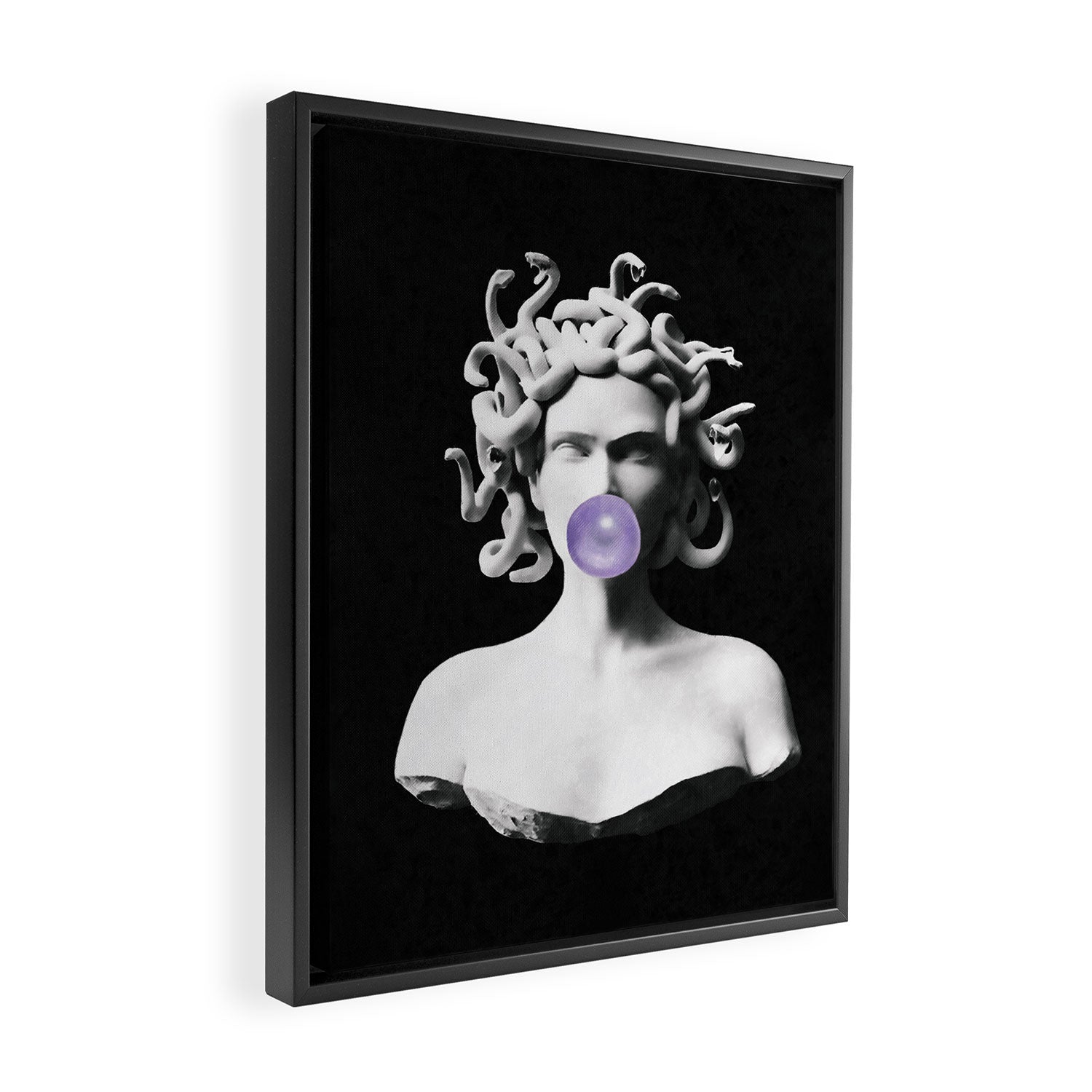 Medusa blowing purple bubblegum bubble Canvas Print Framed Canvas Print Gallery Image 2