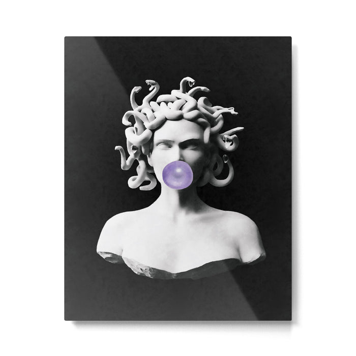Medusa blowing purple bubblegum bubble Canvas Print Metal Print Gallery Image 1