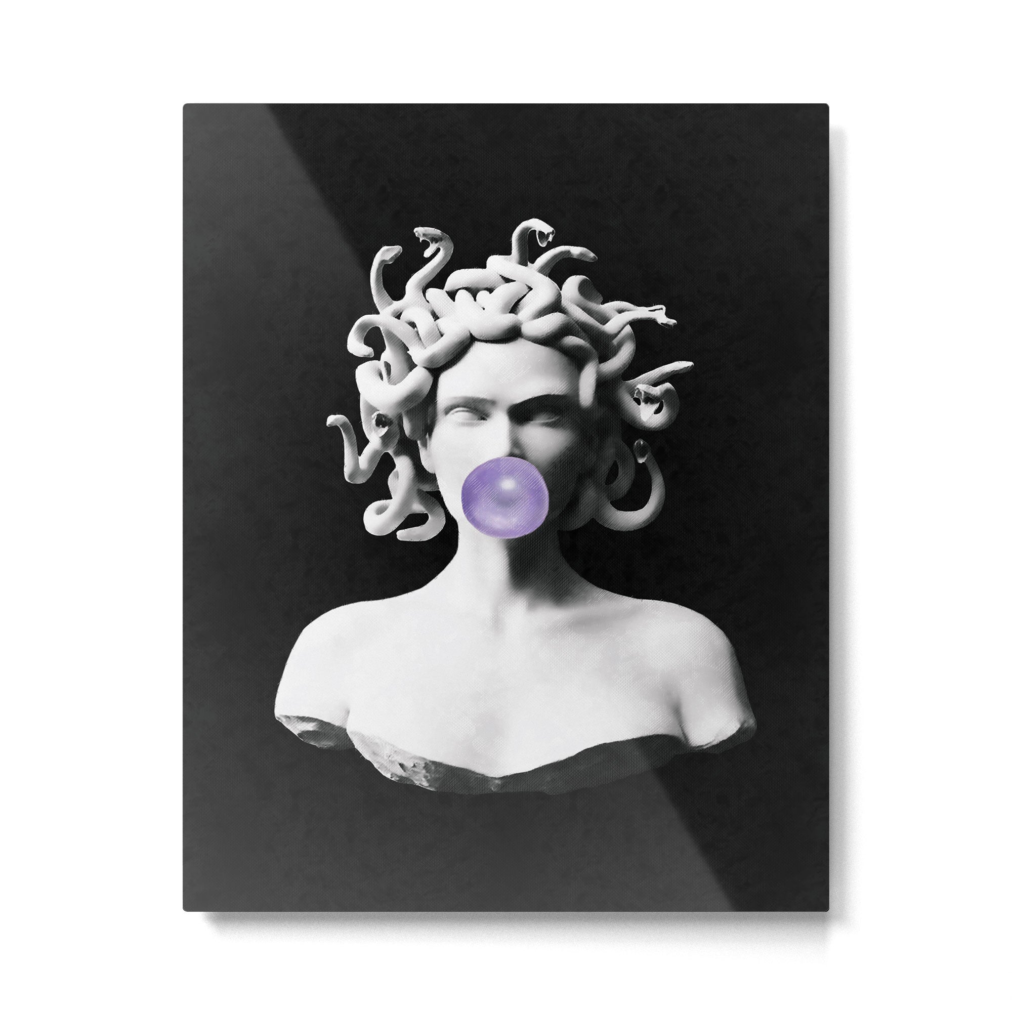 Medusa blowing purple bubblegum bubble Canvas Print Metal Print Gallery Image 4