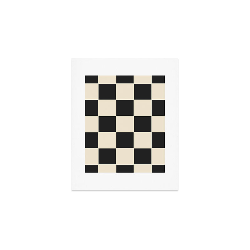 Beige & Black Check, Modern Checkerboard  Art Print Gallery Image 1