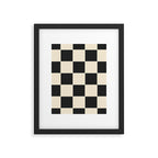 Beige & Black Check, Modern Checkerboard  Framed Art Print Gallery Image 6