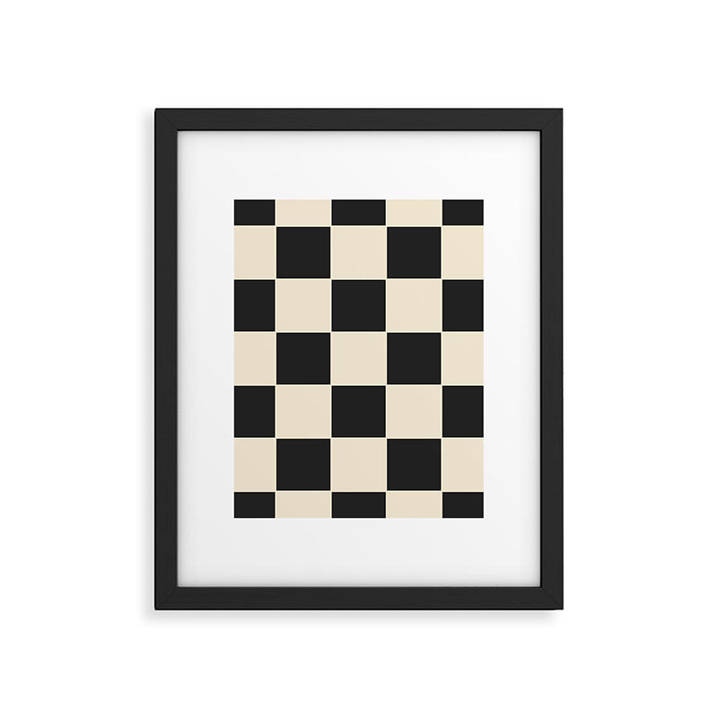Beige & Black Check, Modern Checkerboard  Framed Art Print Gallery Image 6