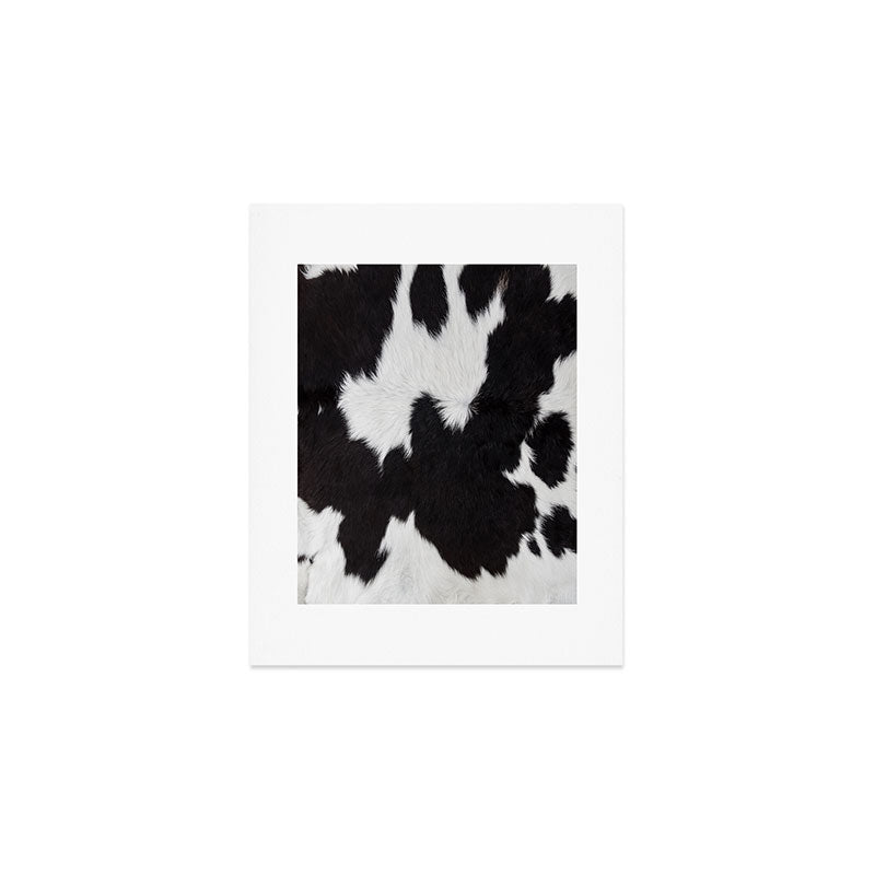 Black Cowhide, Cow Skin Print Pattern, Modern Cowhide Faux Leather Art Print Gallery Image 1