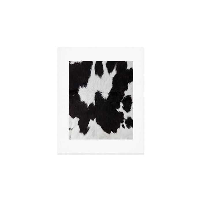Black Cowhide, Cow Skin Print Pattern, Modern Cowhide Faux Leather Art Print Gallery Image 1