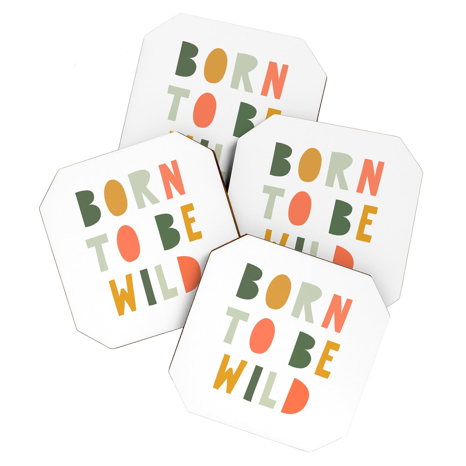 Born To Be Wild, Be Kind, Modern Abstract Print, Boho Decor, Nursery Decor  Coaster Gallery Image 1