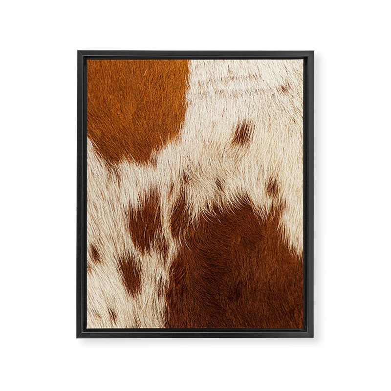 Brown Cowhide, Cow Skin Print Pattern Modern Cowhide Faux Leather Framed Canvas Print Gallery Image 8