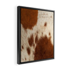 Brown Cowhide, Cow Skin Print Pattern Modern Cowhide Faux Leather Framed Canvas Print Gallery Image 2