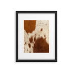 Brown Cowhide, Cow Skin Print Pattern Modern Cowhide Faux Leather Framed Art Print Gallery Image 6