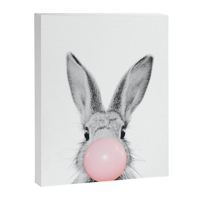 Rabbit Gum Print, Nursery Wall Art, Rabbit Poster, Bubblegum Art Canvas Print Gallery Image 1