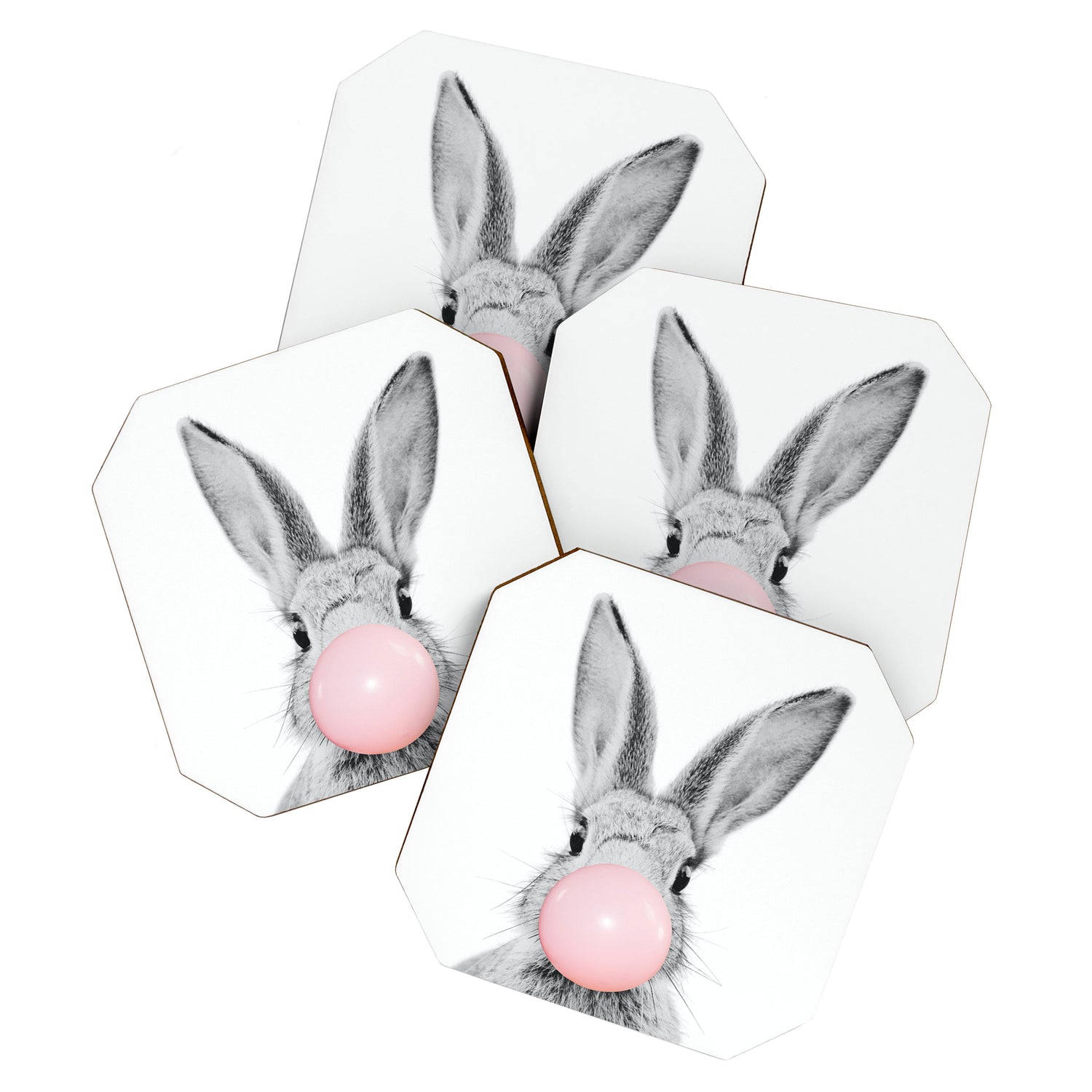 Rabbit Gum Print, Nursery Wall Art, Rabbit Poster, Bubblegum Art Coaster Gallery Image 1