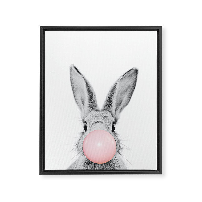Rabbit Gum Print, Nursery Wall Art, Rabbit Poster, Bubblegum Art Framed Canvas Print Gallery Image 6