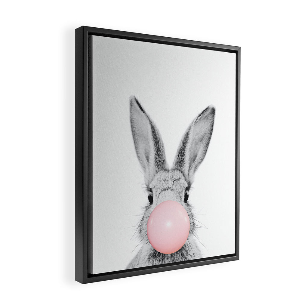 Rabbit Gum Print, Nursery Wall Art, Rabbit Poster, Bubblegum Art Framed Canvas Print Gallery Image 2