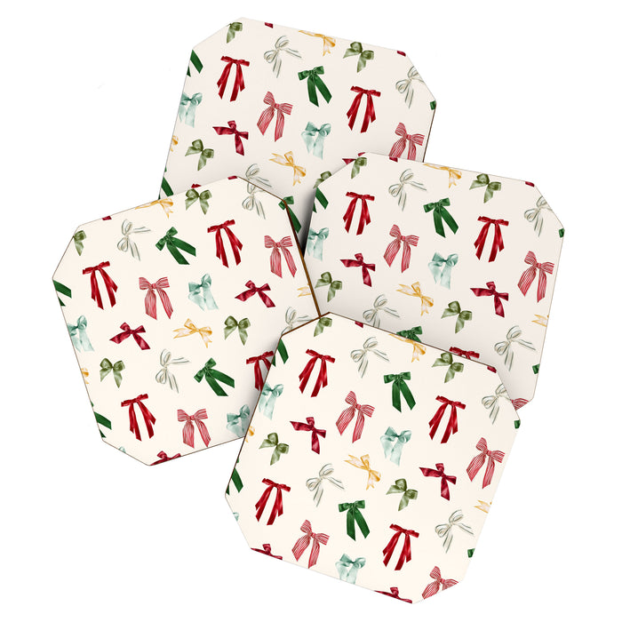 Vintage Christmas Holiday Bows Coaster Gallery Image 1