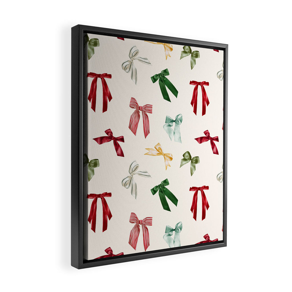 Vintage Christmas Holiday Bows Framed Canvas Print Gallery Image 2