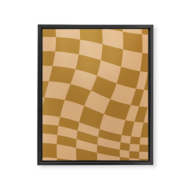 checked wave âÂ peach and gold Framed Canvas Print Gallery Image 6
