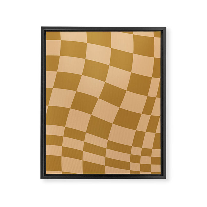 checked wave âÂ peach and gold Framed Canvas Print Gallery Image 1