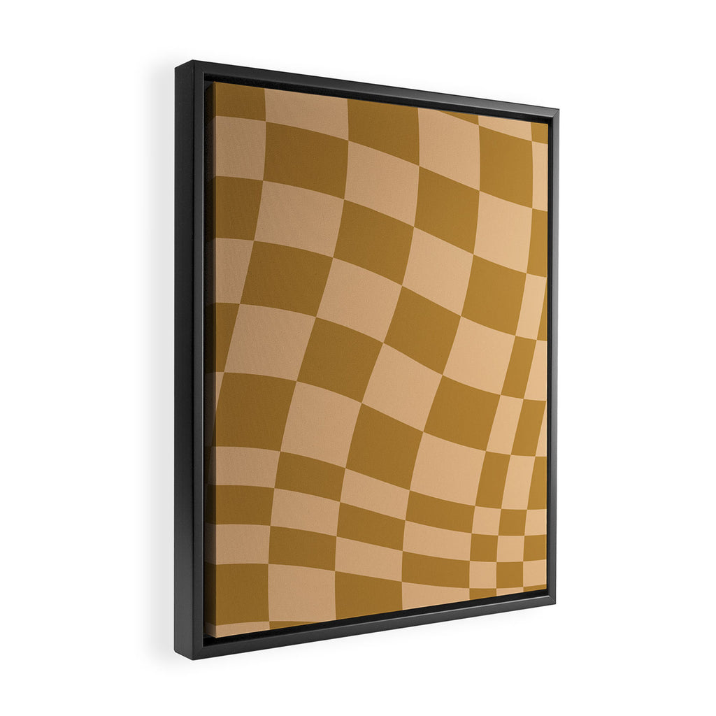 checked wave âÂ peach and gold Framed Canvas Print Gallery Image 2
