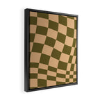 checked wave â peach and olive Framed Canvas Print Gallery Image 2