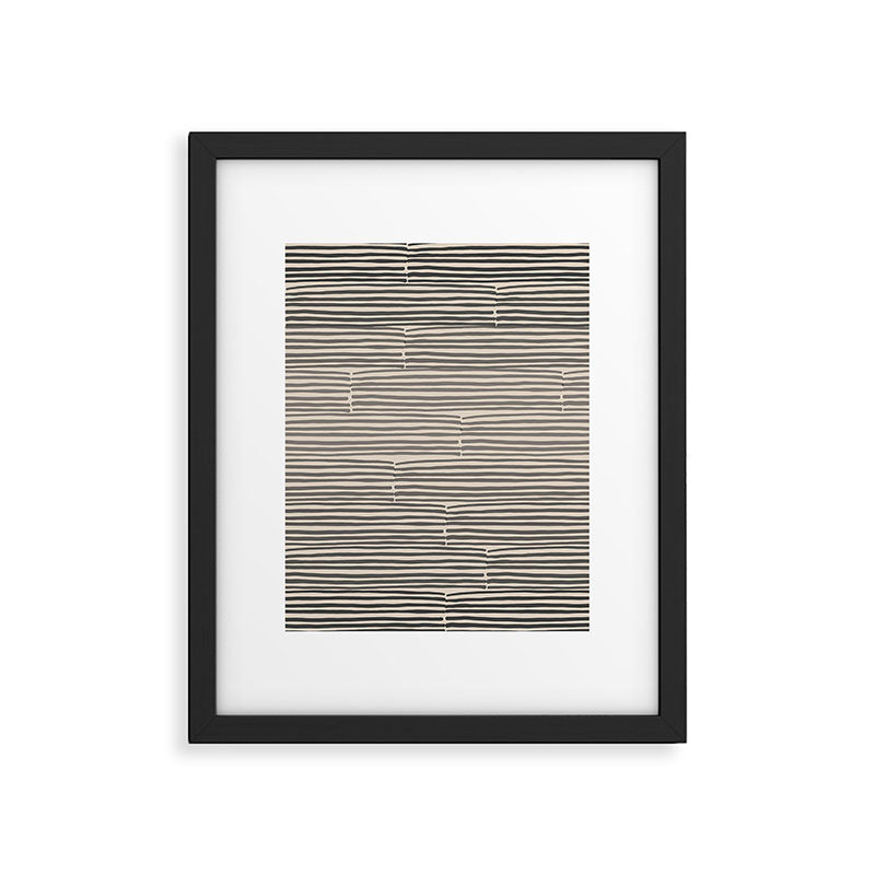 hand drawn light lines â charcoal Framed Art Print Gallery Image 5