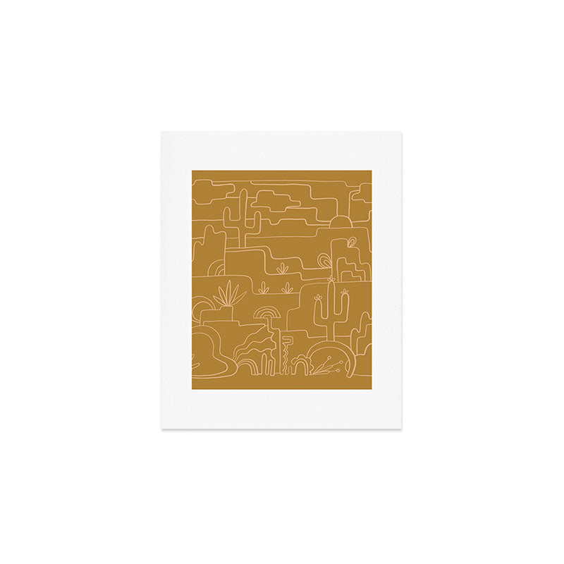 saguaro cactus line drawing Art Print Gallery Image 1
