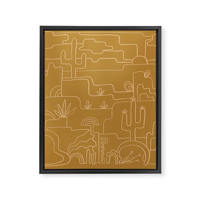 saguaro cactus line drawing Framed Canvas Print Gallery Image 1
