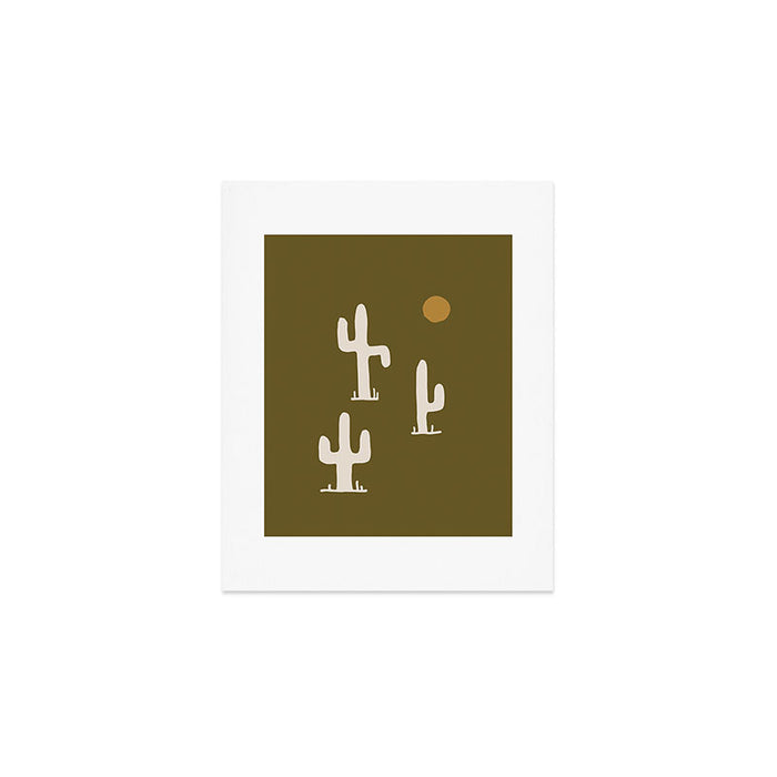 saguaro silent disco - olive Art Print Gallery Image 1