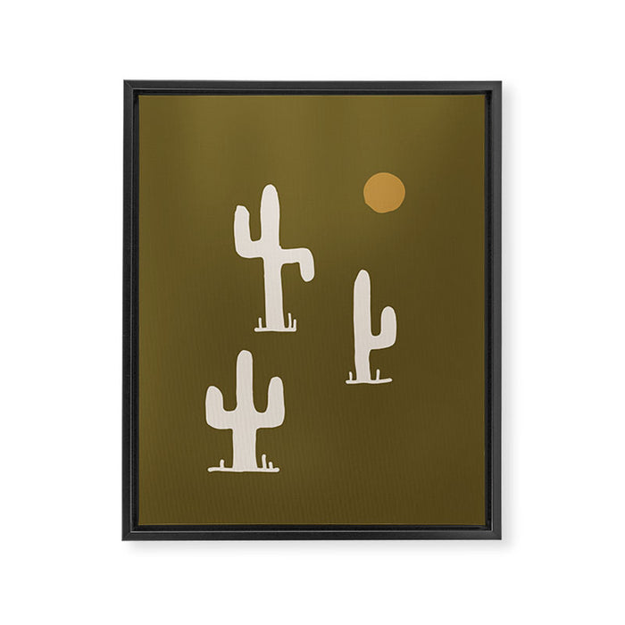 saguaro silent disco - olive Framed Canvas Print Gallery Image 1
