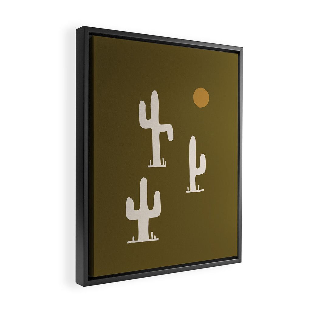saguaro silent disco - olive Framed Canvas Print Gallery Image 2