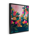 Abstract florals- pink and teal blue Framed Canvas Print Gallery Image 2