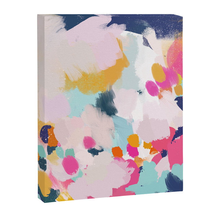 Misty Blooms- abstract - blue , pink and yellow Canvas Print Gallery Image 1