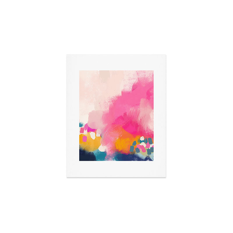 Pink reflection-abstract- pink, blue ,orange Art Print Gallery Image 1