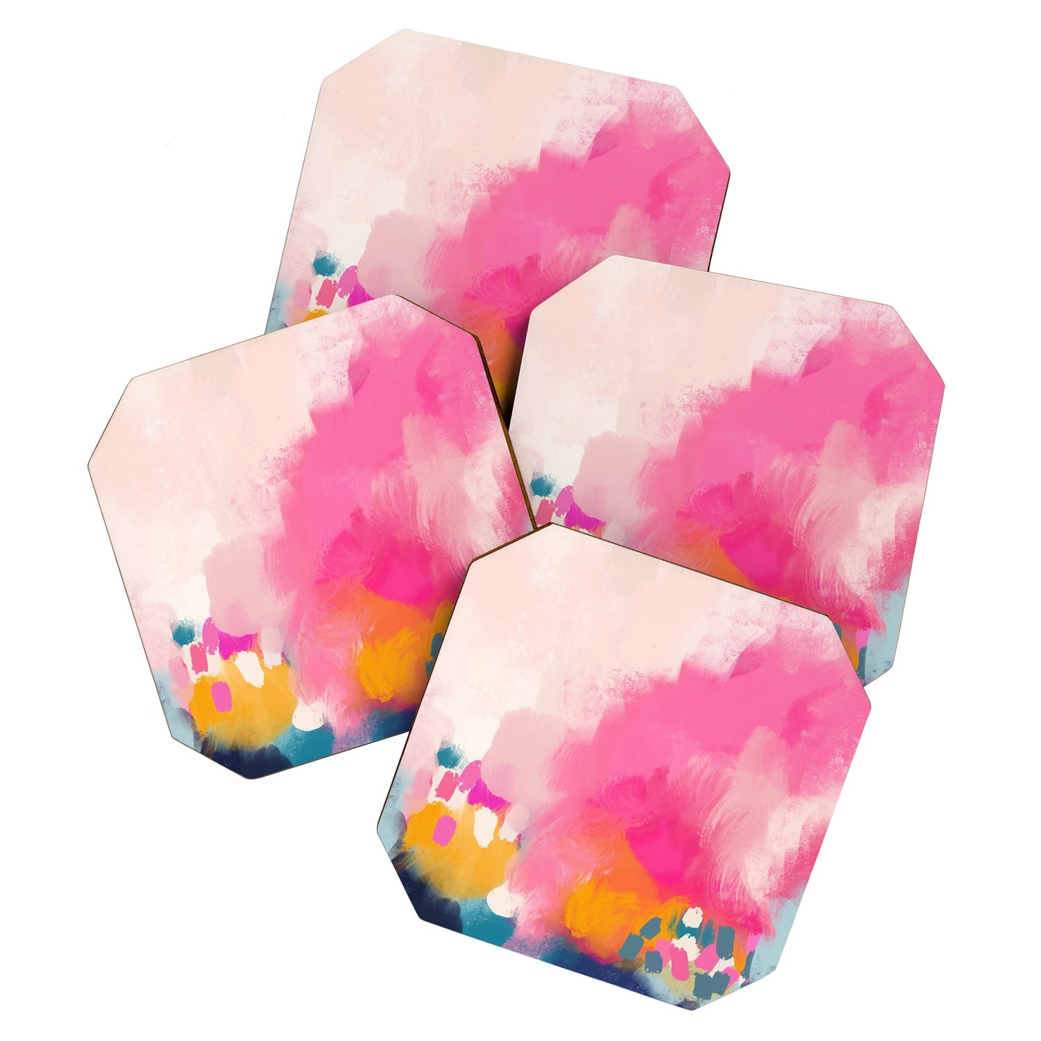 Pink reflection-abstract- pink, blue ,orange Coaster Gallery Image 1