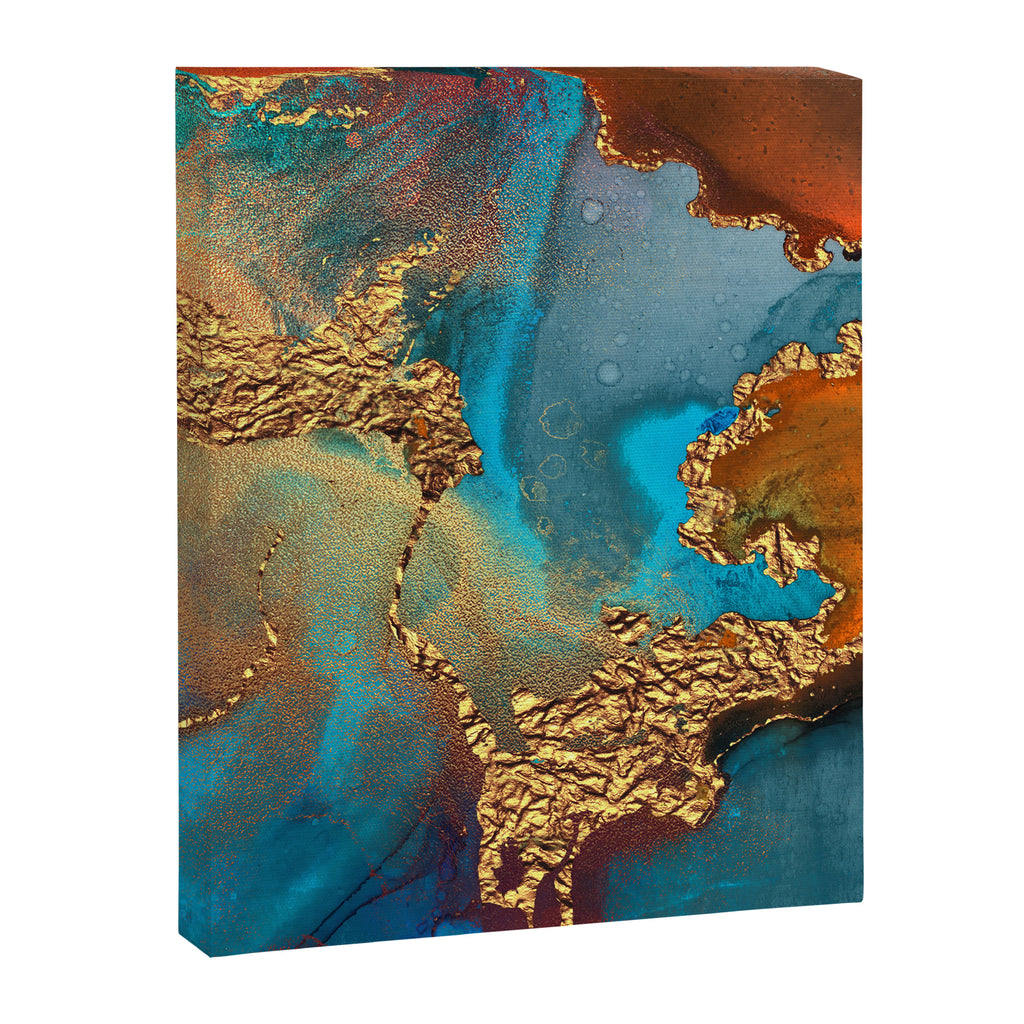Abstract Blue And Gold Autumn Marble Canvas Print Gallery Image 8