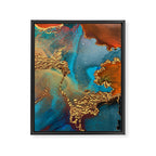 Abstract Blue And Gold Autumn Marble Framed Canvas Print Gallery Image 8