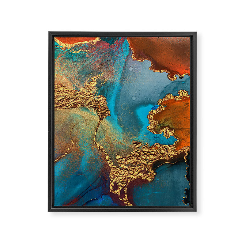 Abstract Blue And Gold Autumn Marble Framed Canvas Print Gallery Image 8